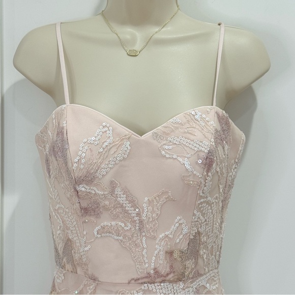 Dress The Population Anabel Sequin Sweetheart Gown Pink Floral XS Prom Bridal - Picture 4 of 12